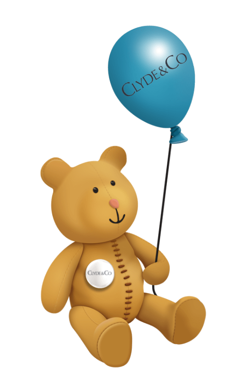 Stanley bear with a Clyde & Co balloon